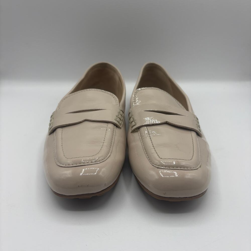 SAM EDELMAN Tucker Penny Loafers Patent Leather Clay Tan Cream Sz 8.5 - Picture 8 of 8